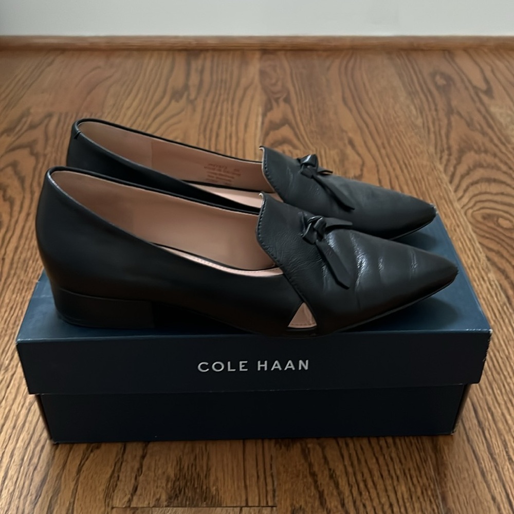 Cole Haan Black Leather Viola Skimmer Flats